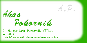 akos pokornik business card